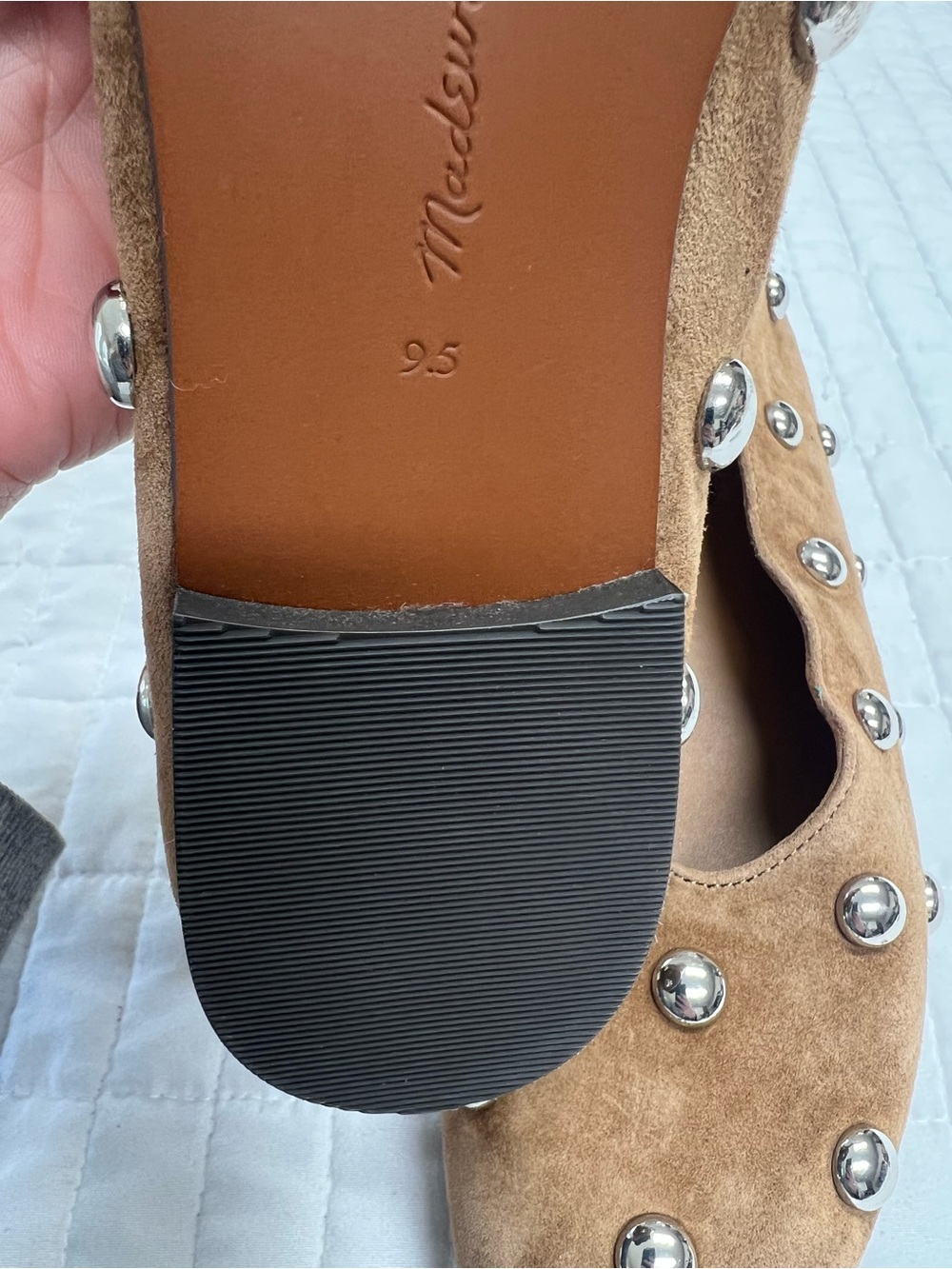 Madewell The Mylie Ballet Flat in Dried Acorn Brown Studded Size 9.5 - Picture 10 of 12